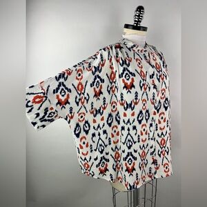 💚 3442. Oversized Printed Button Front Blouse